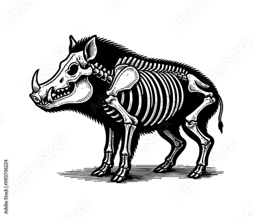 Pig Boar Hog Skeleton Fossil Bone Remains Anatomy Close Up Medical Science Education