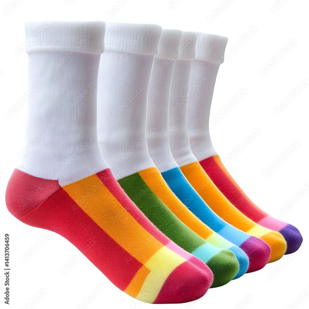 Vibrant Colorful Socks Array Illustration on Transparent Background
