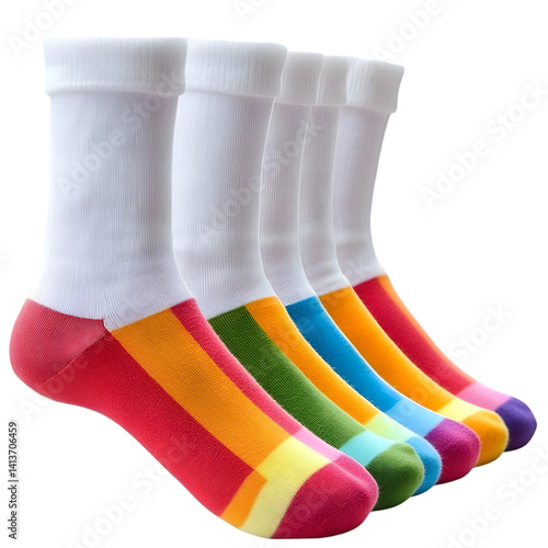 Obraz na płótnie Vibrant Colorful Socks Array Illustration on Transparent Background w salonie