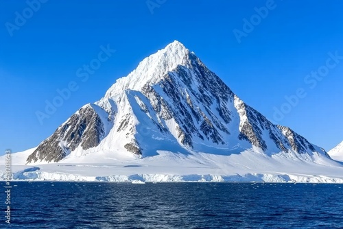 Wallpaper Mural A snow-covered pyramid-shaped mountain in Antarctica, its icy peak glowing under the sunlight Torontodigital.ca