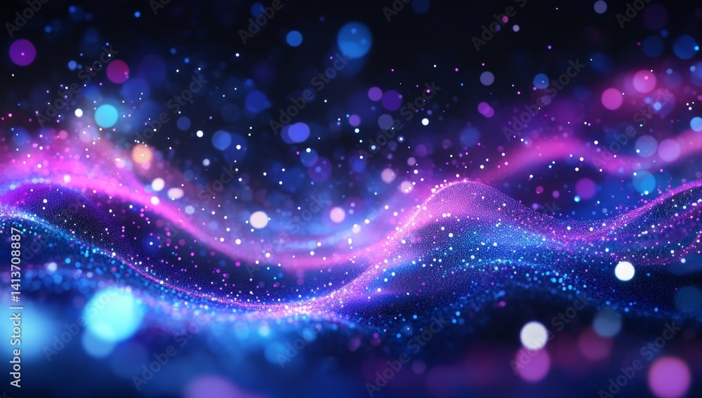 Obraz premium Abstract glowing wave particles background.