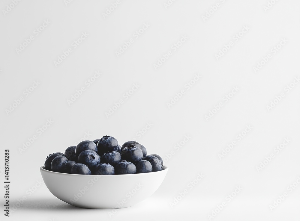 A bowl of fresh blueberries against a white background, side view, high-resolution photography, stock photo, commercial photoshoot, high-key lighting, bright colors, minimalistic, clean, sharp focus, A bowl of fresh blueberries against a white background, side view, high-resolution photography, stock photo, commercial photoshoot, high-key lighting, bright colors, minimalistic, clean, sharp focus,