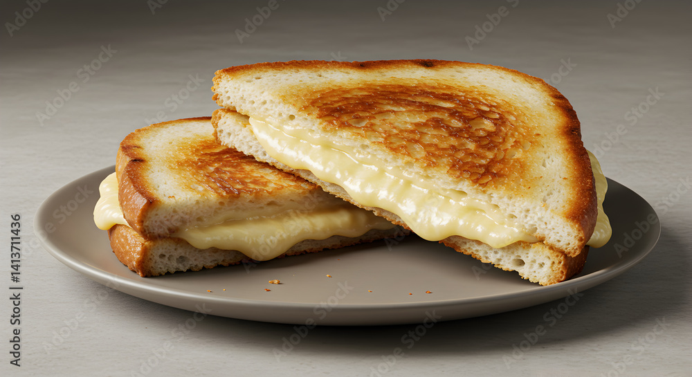 Melted Cheese Sandwich Stacked on Plate Golden Brown and Delicious Melted Cheese Sandwich Stacked on Plate Golden Brown and Delicious