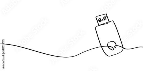 continuous line drawing of usb symbol. abstract line art illustration