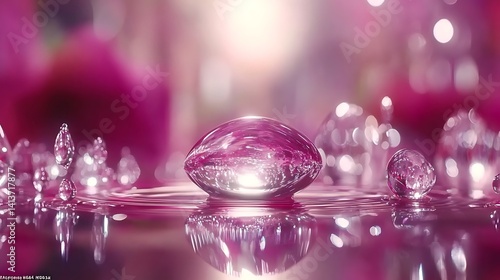 Wallpaper Mural Pink liquid droplet reflecting light. Torontodigital.ca