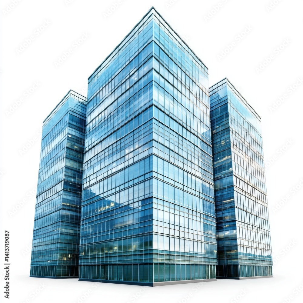 Fototapeta premium Modern glass skyscrapers business district architecture urban cityscape high rise buildings