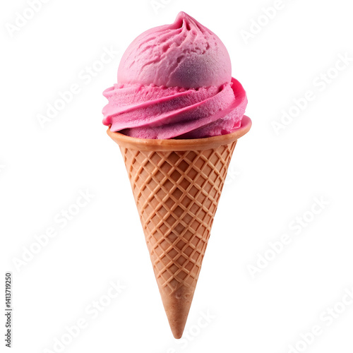 Delicious Pink Ice Cream Cone: Sweet and Creamy Dessert Treat