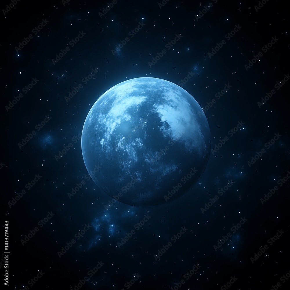 Celestial Blue Planet in Deep Space Celestial Blue Planet in Deep Space