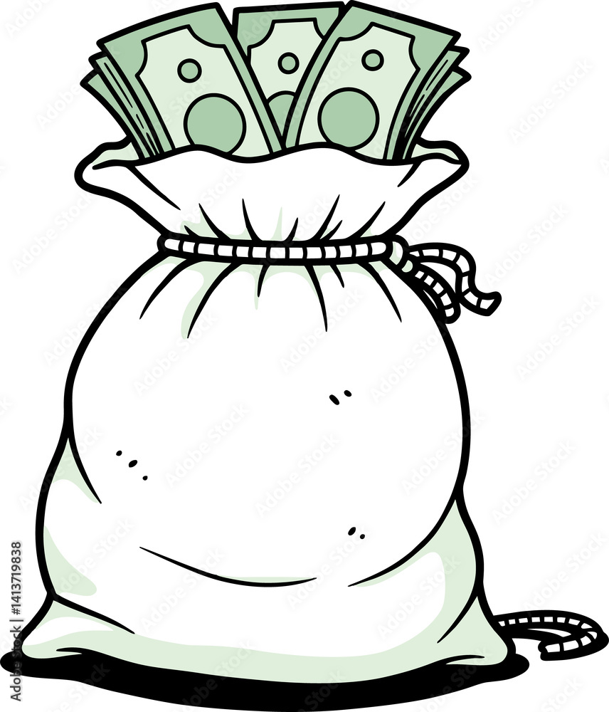 Bag Full of Money Cartoon Illustration Vector Bag Full of Money Cartoon Illustration Vector