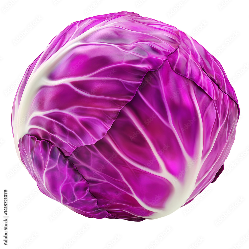 Obraz premium Close-Up Shot Of A Vibrant Red Cabbage Against A Dark Background. Healthy Eating And Fresh Produce Concept.