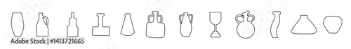 outline vases icons set isolated vector illustration