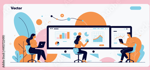 Team_Analyzing_Business_Data_on_Multiple_Screens_Colorful_Vector_Illustration_of_Professionals_Collaborating_on_Financial_Reports_and_Market_Trends_for_Success