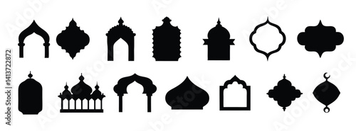 Arabic Muslim architecture frames, Ramadan design elements
