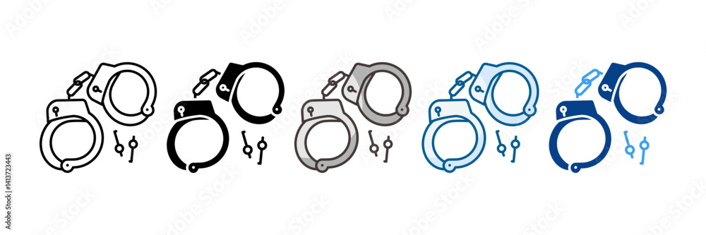 Handcuffs Icon Set Multiple Style Collection