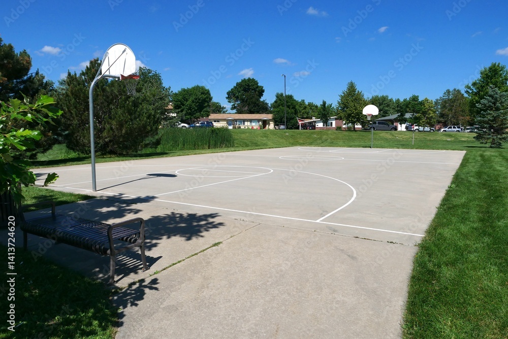 Obraz premium Basketball court in park in summer, Colorado