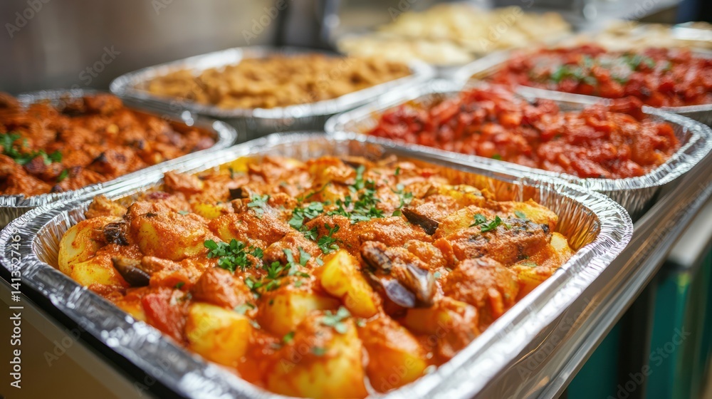 Indian food buffet catering display