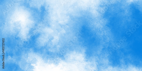 Abstract Sky with White Clouds and Gentle Blues. Blue water surface background. White cumulus clouds formation in blue sky. Blue sky background. Sky with white clouds. 
