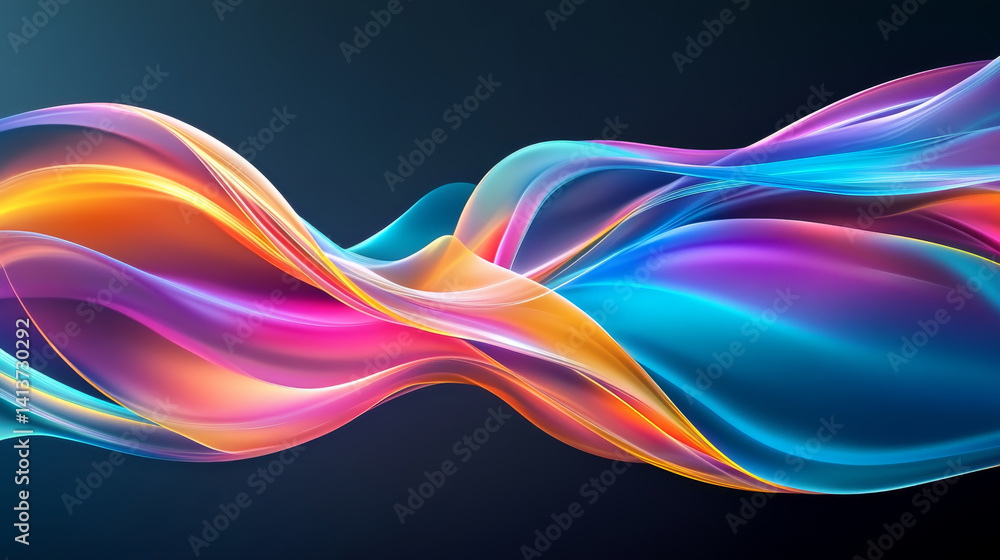 Colorful waves flow gracefully across dark background, creating vibrant and dynamic visual experience. smooth gradients evoke sense of movement Colorful waves flow gracefully across dark background, creating vibrant and dynamic visual experience. smooth gradients evoke sense of movement