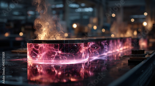 
Glowing blue light in water symbolizes Cherenkov radiation representing the speed of particles exceeding light in a medium evoking mystery energy nuclear science and futuristic power

