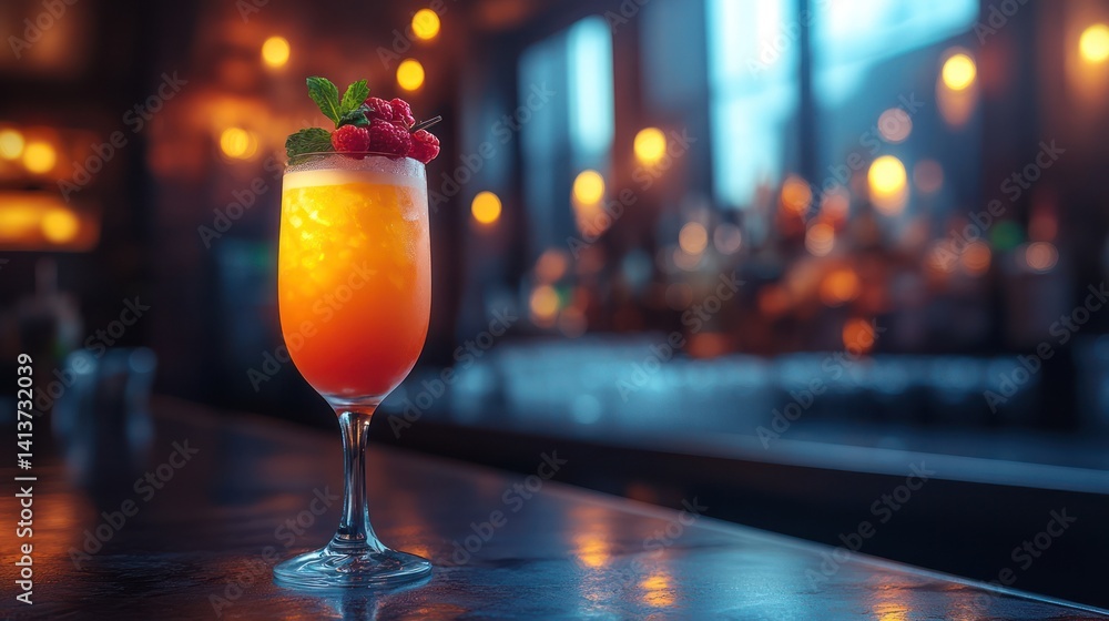 Elegant cocktail in upscale bar setting Elegant cocktail in upscale bar setting