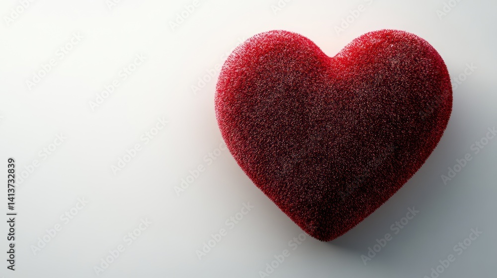 Obraz premium Red velvet heart, studio shot, white background, Valentine's Day card design