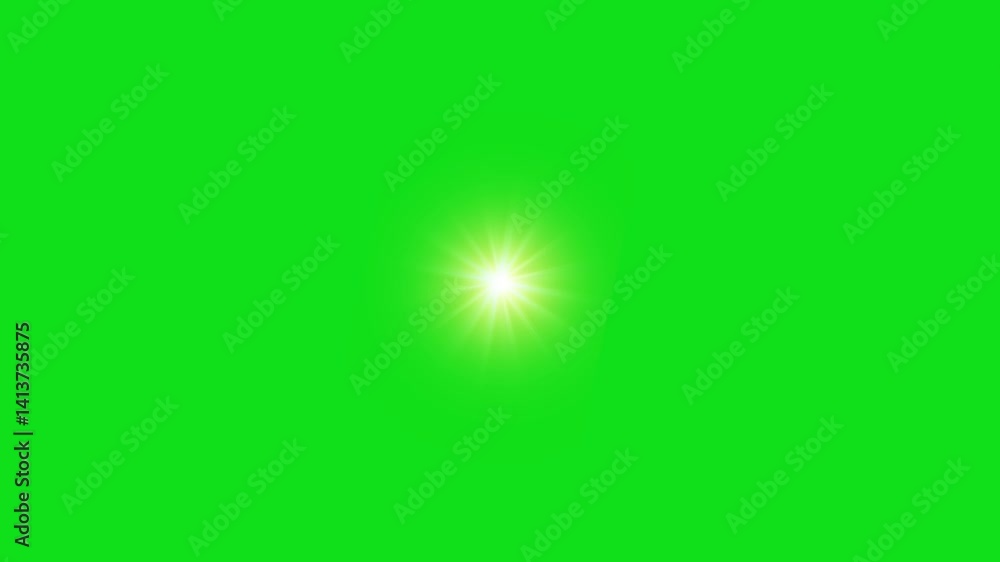 Lens Flare Chroma Key Green Screen. Optical Lens flare Green Screen. blinking light effect on transparent green background.
Star twinkling, Sparkle Star animation, lens flare yellow rays slow motion,