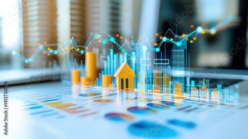 A marketing strategy board with real estate branding elements, Real Estate Advertising on Marketing and Media Usage