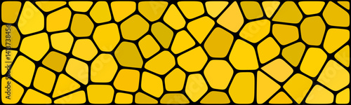 Golden mosaic tile pattern with dark grout lines, creating an abstract, textured background.

