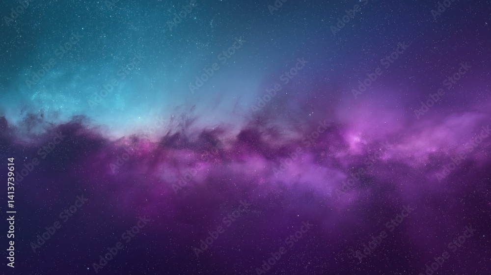Obraz premium Purple and blue galaxy nebula with glowing star field in deep space fantasy night sky