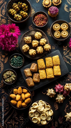 Indian Sweets Assortment Diwali Festival Food Treats