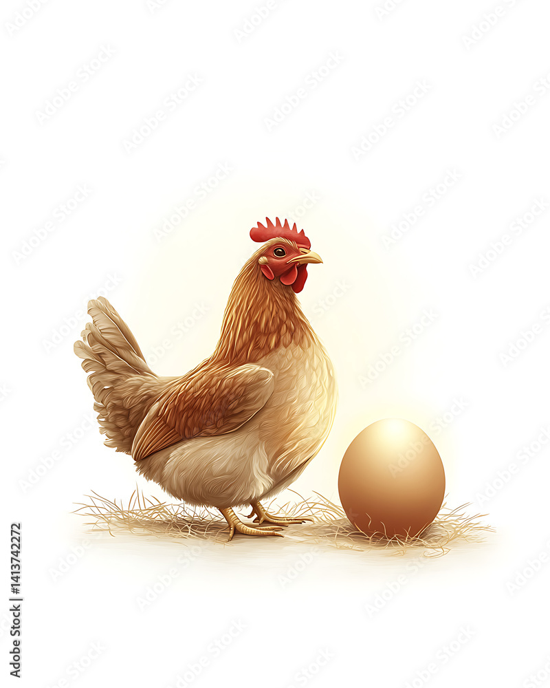 Fototapeta premium Creative conceptual illustrations of eggs, chickens