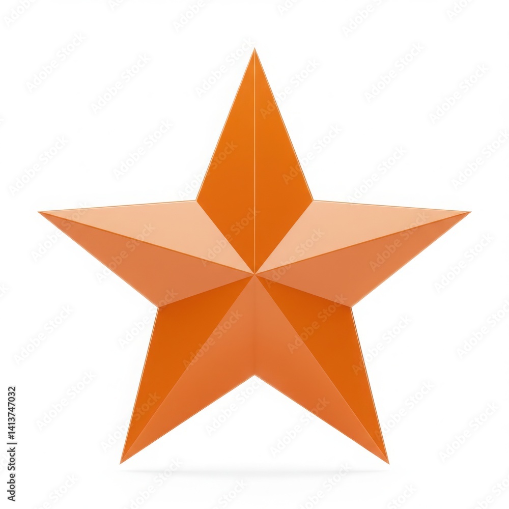 Illustration of a single orange star with five points design element isolated on white background Illustration of a single orange star with five points design element isolated on white background