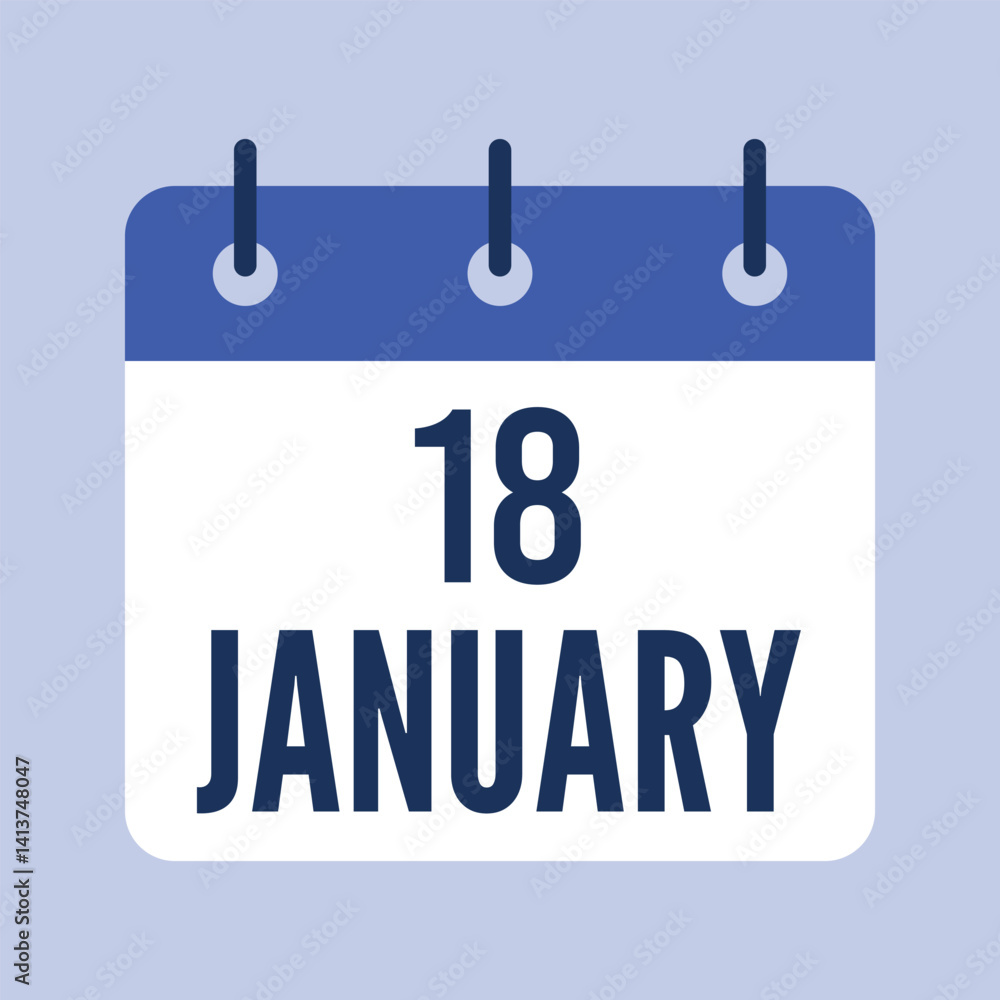 18 January Calendar, Isolated Vector Calendar. 18 January Calendar, Isolated Vector Calendar.