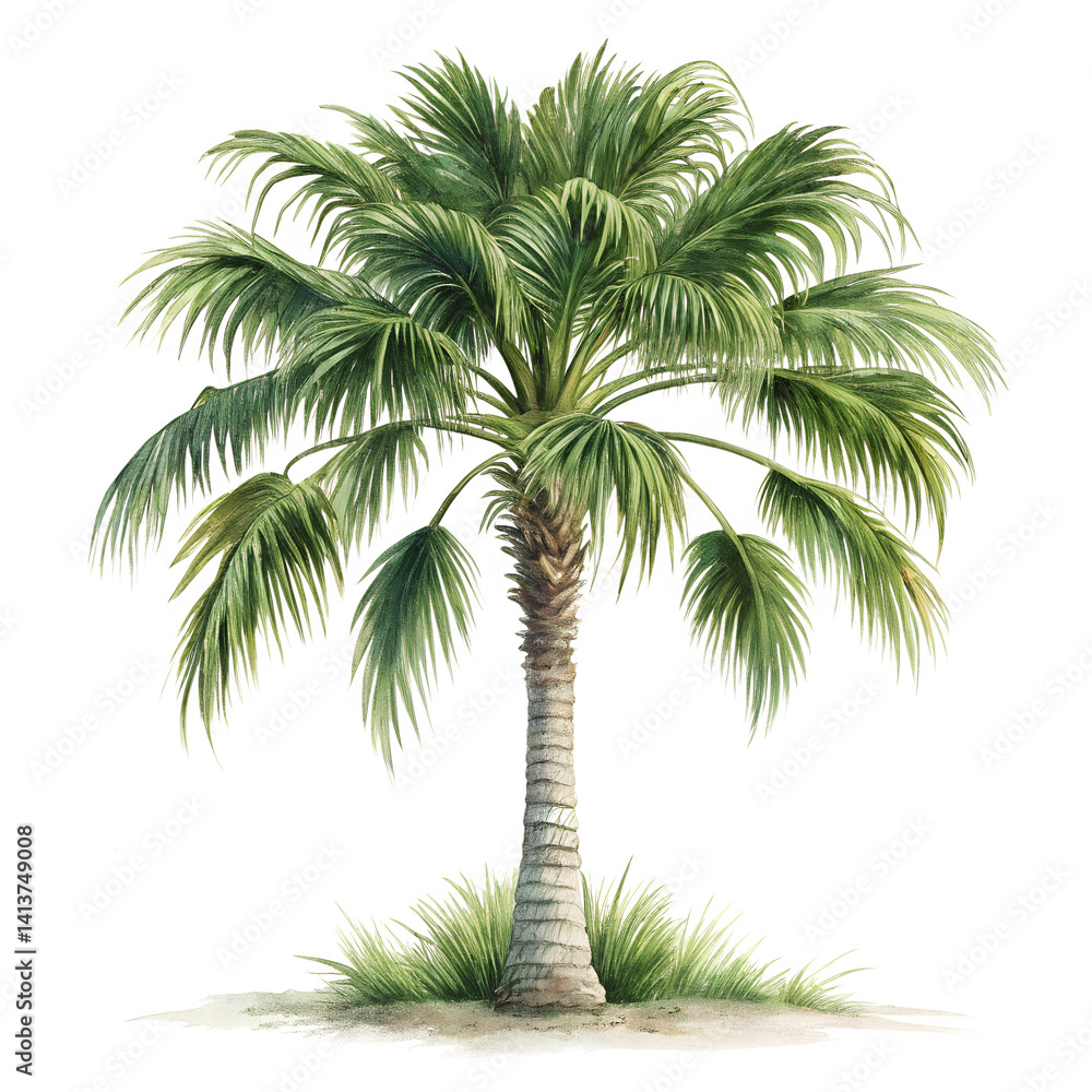Obraz premium Watercolor Washington Palm tree on isolated transparent background