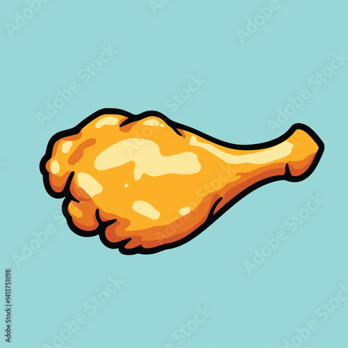 cartoon chicken roasted no details solid background