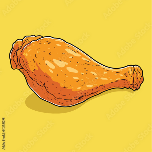 cartoon chicken roasted no details solid background