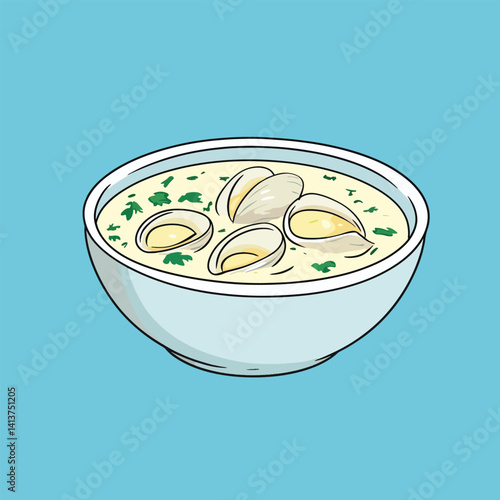 Clam Chowder no details solid background 