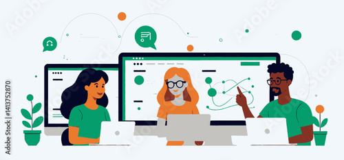 Diverse_Team_Collaboration_Illustration_of_People_Working_Together_on_Laptops_and_Desktop_Computers_in_a_Modern_Office_Environment_Emphasizing_Teamwork_and_Productivity