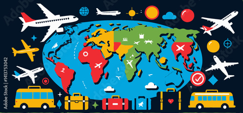 Global_Travel_Illustration_World_Map_with_Airplanes_Buses_and_Suitcases_Colorful_Artwork_Promoting_Worldwide_Tourism_and_Vacation_Destinations