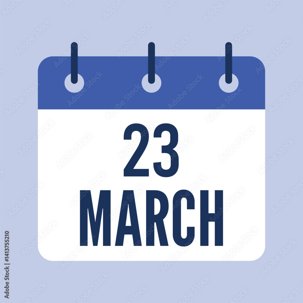 23 March Calendar, Isolated Vector Calendar. 23 March Calendar, Isolated Vector Calendar.