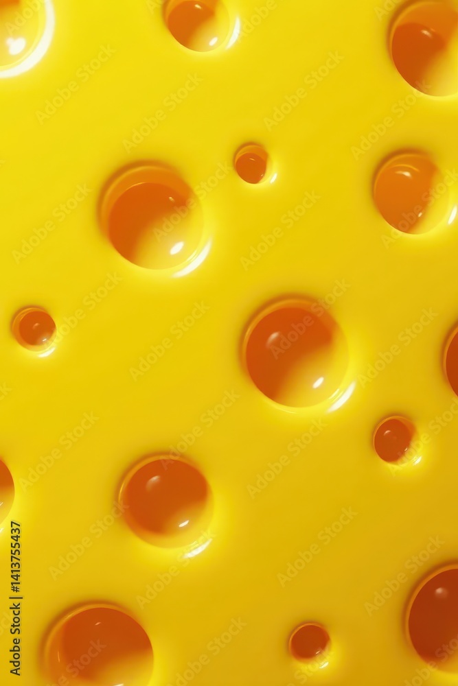 Golden yellow cheese with large, irregular holes , swiss cheese, full frame Golden yellow cheese with large, irregular holes , swiss cheese, full frame