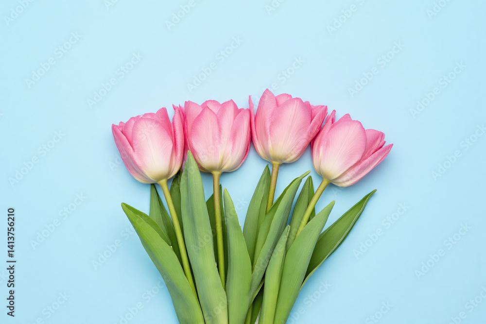 Fototapeta premium bunch of pink tulips on a white background