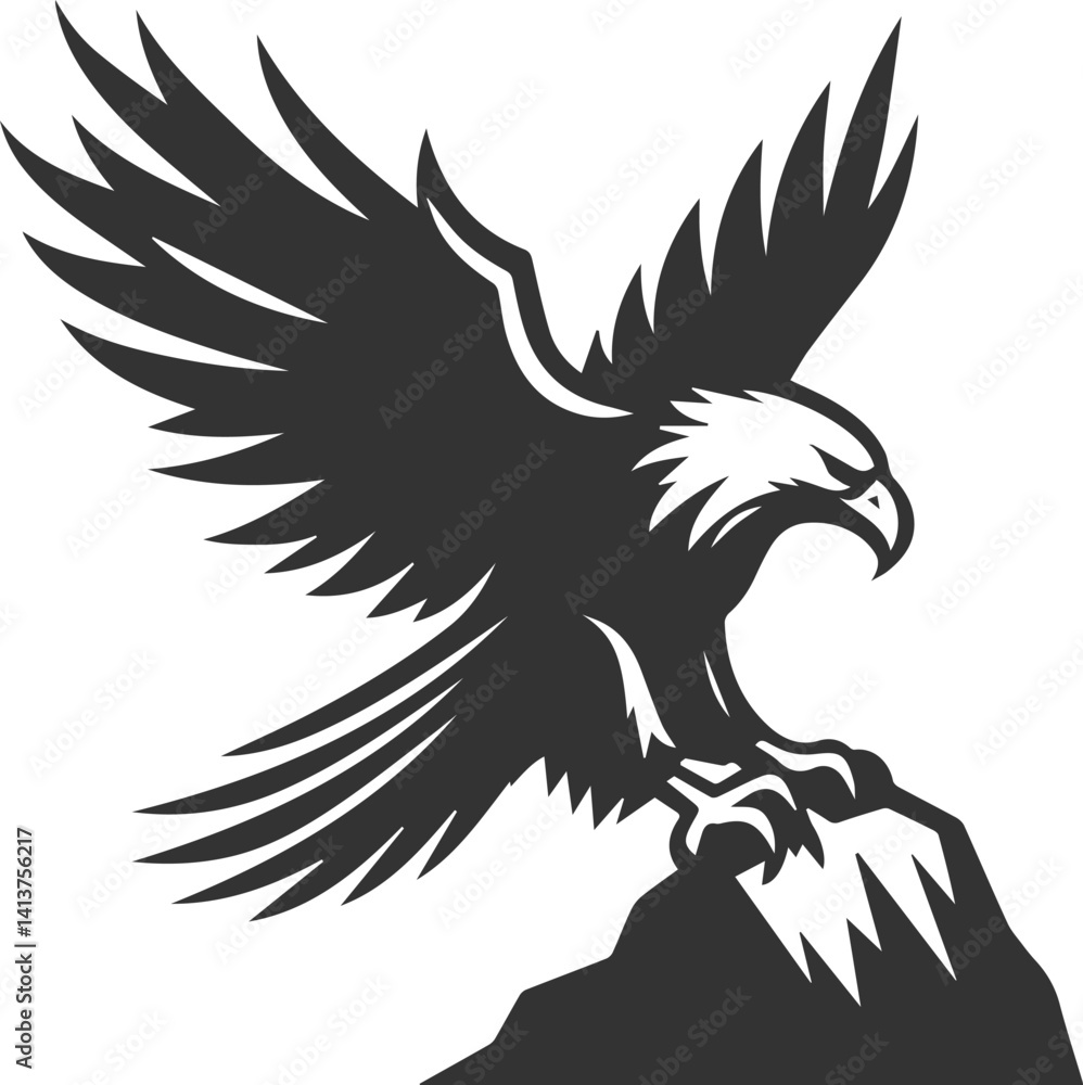 Fototapeta premium Vector silhouette of a bird eagle