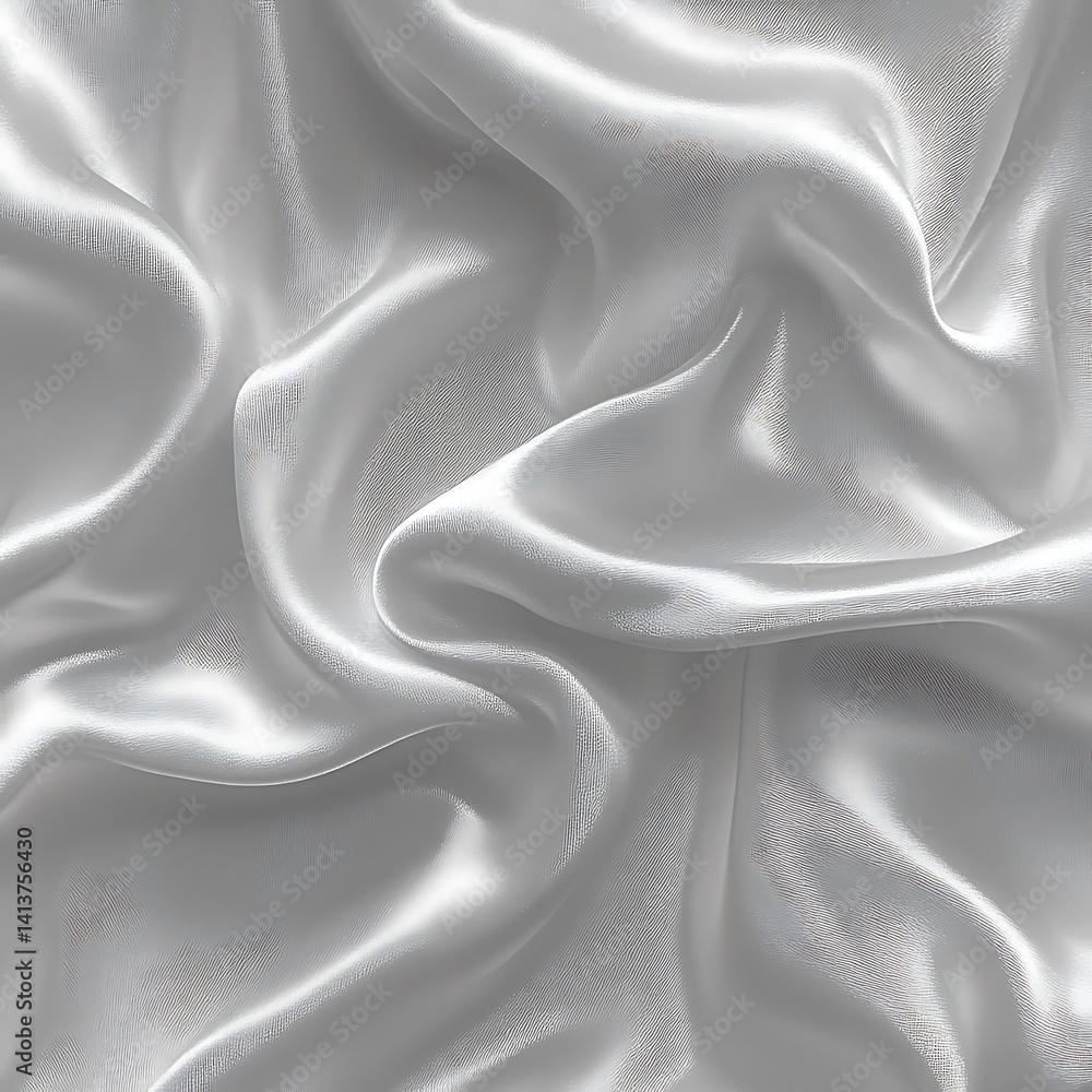 Fototapeta premium Draped silver fabric with soft folds and subtle sheen