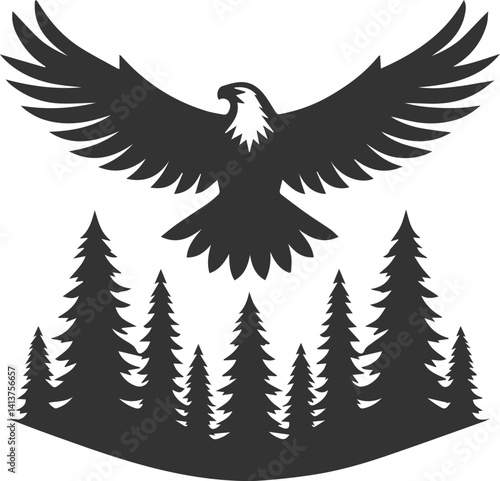 Vector silhouette of a bird eagle