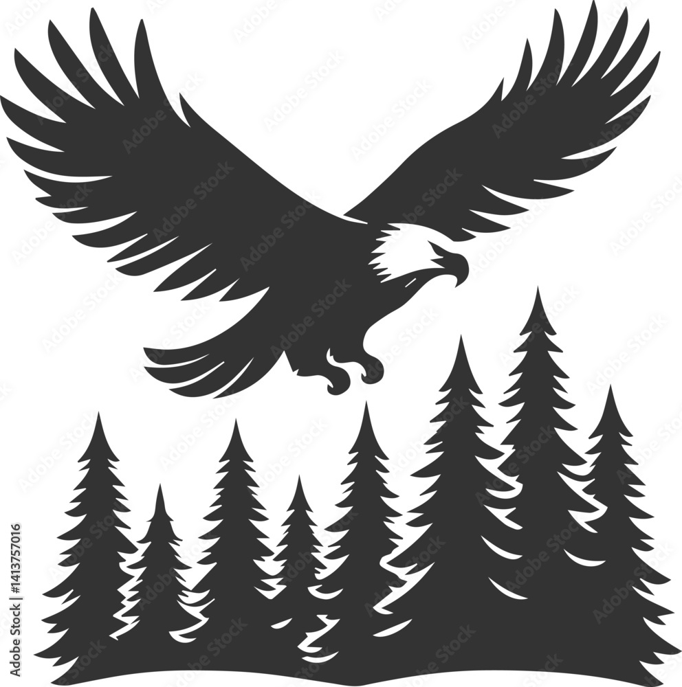 Obraz premium Vector silhouette of a bird eagle