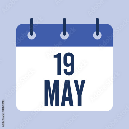 19 May Calendar, Isolated Vector Calendar.