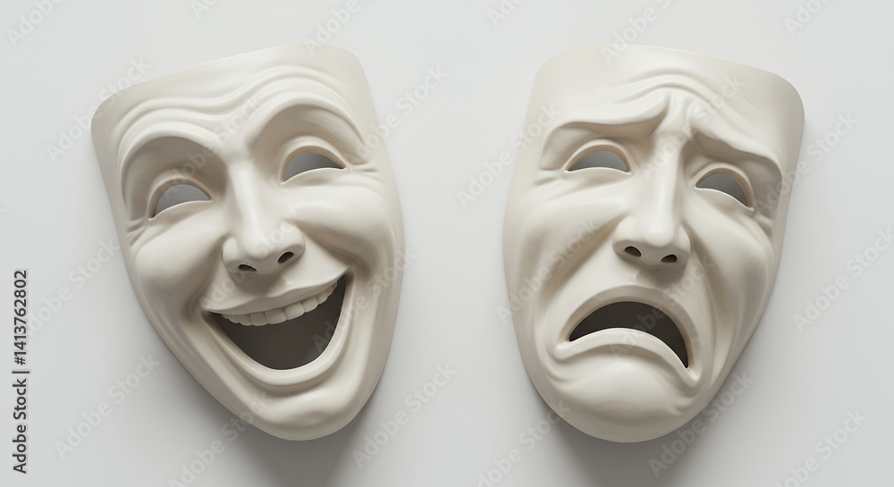 Simple masks happy sad emotions illustration Simple masks happy sad emotions illustration