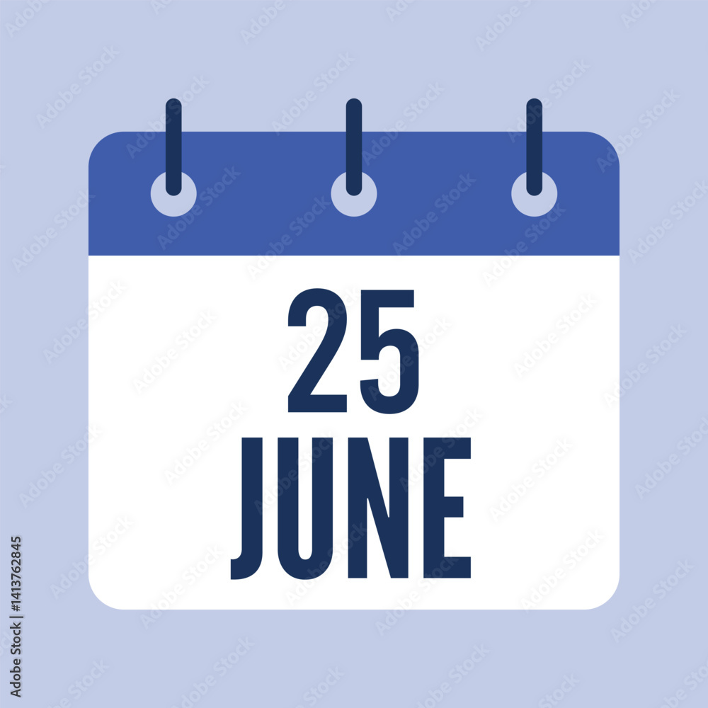 25 June Calendar, Isolated Vector Calendar. 25 June Calendar, Isolated Vector Calendar.