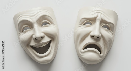 Simple masks happy sad emotions illustration